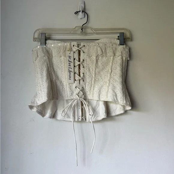 For Love & Lemons White Tea Time Corset Top S NWT - Picture 6 of 8